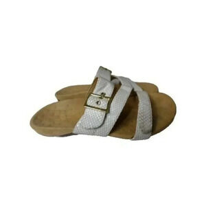 Vionic Skylar Slide Sandals White Snake Print Size 8 Bucle Top Shoes